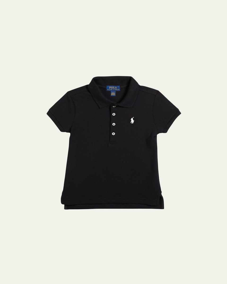 Girl's Knit Logo Embroidered Polo Shirt, Size 2-